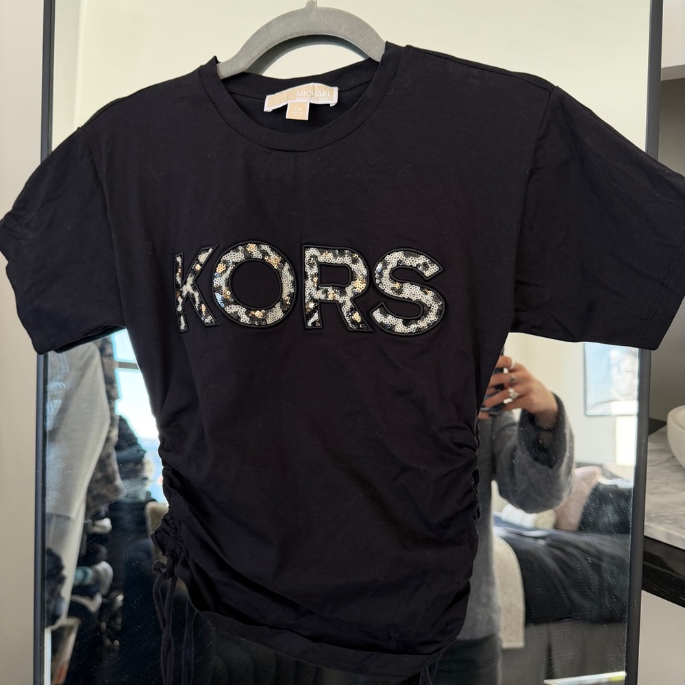 Michael Kors Leopard Sequin Crop Tee